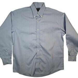 Jos A Bank Traveler Dress Shirt Mens 16.5 35 Blue Check Button Down Cotton LS